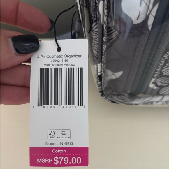 Vera Bradley 4pc Cosmetic Organizer Clear Bag with 3 Quilted Interior Bags Grey - Picture 4 of 9